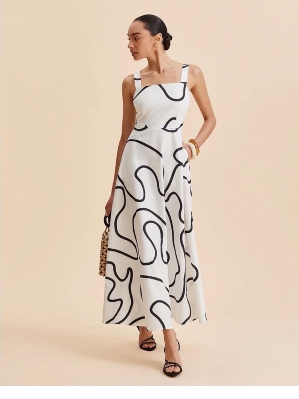 Commense NWT Abstract Line Print Square Strap Dress Size Medium M